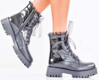 Дамски боти естествена кожа черни EOBUVKIBG