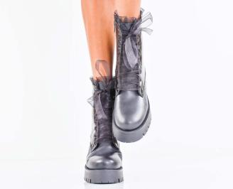 Дамски боти естествена кожа черни EOBUVKIBG