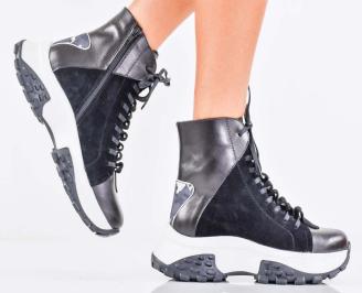 Дамски боти естествена кожа черни EOBUVKIBG