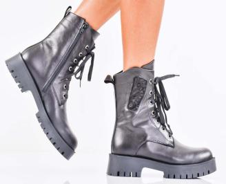 Дамски боти естествена кожа черни EOBUVKIBG