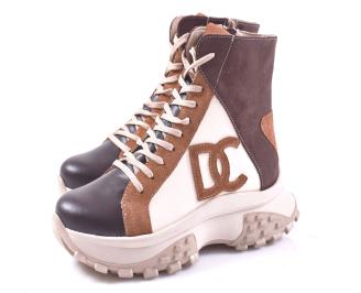 Дамски боти естествена кожа бежови EOBUVKIBG