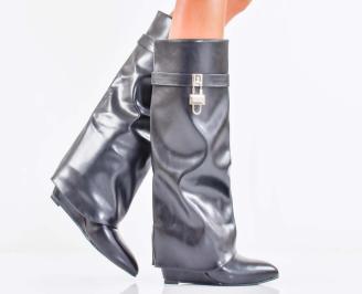 Дамски ботуши на платформа черни EOBUVKIBG