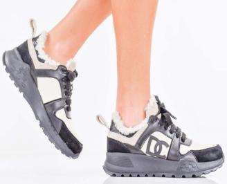 Дамски сникърси естествена кожа черни EOBUVKIBG