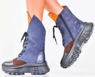 Дамски боти естествена кожа сини EOBUVKIBG