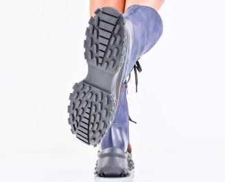 Дамски боти естествена кожа сини EOBUVKIBG 3