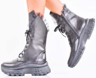 Дамски боти естествена кожа черни EOBUVKIBG