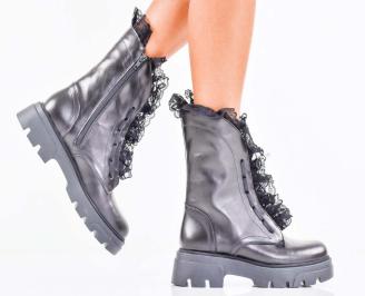 Дамски боти естествена кожа черни EOBUVKIBG