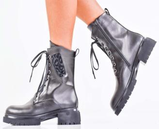 Дамски боти естествена кожа черни EOBUVKIBG