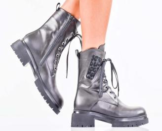 Дамски боти естествена кожа черни EOBUVKIBG