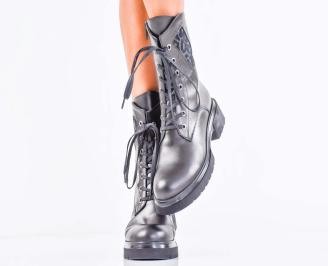 Дамски боти естествена кожа черни EOBUVKIBG