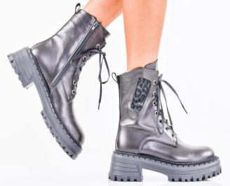 Дамски боти естествена кожа черни EOBUVKIBG