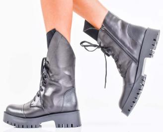 Дамски боти естествена кожа черни EOBUVKIBG