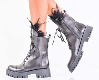 Дамски боти естествен лак черни EOBUVKIBG