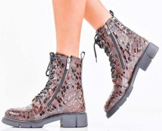 Дамски боти естествена кожа бордо EOBUVKIBG