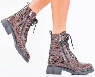 Дамски боти естествена кожа бордо EOBUVKIBG