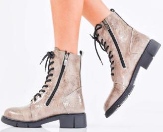 Дамски боти естествен лак бежови EOBUVKIBG