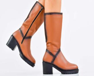 Дамски ботуши естествена кожа кафяви EOBUVKIBG