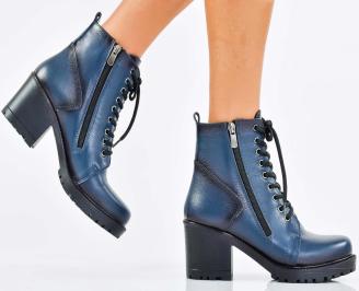 Дамски боти естествена кожа сини EOBUVKIBG