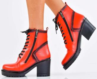 Дамски боти естествена кожа червени EOBUVKIBG