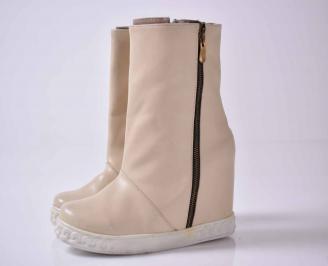 Дамски боти на платформа  бежови