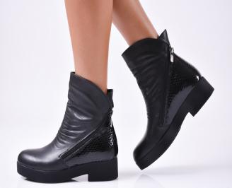 Дамски боти естествена кожа черни