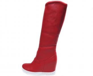 Дамски боти/ботуши на платформа еко кожа червени