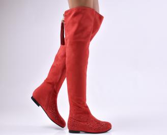 Дамски ежедневни ботуши  червени