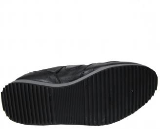 Мъжки спортни обувки естествена  кожа черни