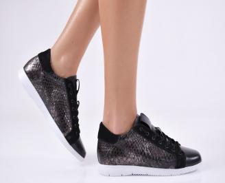Дамски ежедневни обувки черни естествена кожа  EOBUVKIBG