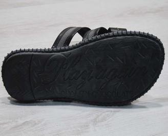 Мъжки чехли естествена кожа черно сиви