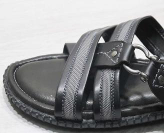 Мъжки чехли естествена кожа черно сиви