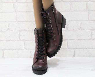 Дамски боти естествена кожа бордо