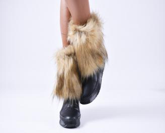 Дамски ботуши естествена кожа черни