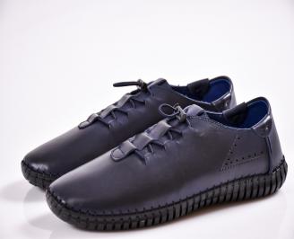 Мъжки спортно елегантни  обувки естествена кожа сини