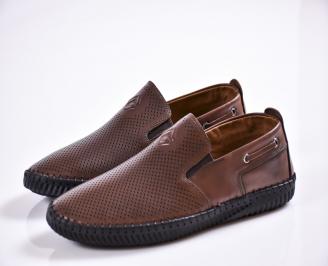 Мъжки спортно елегантни обувки естествена кожа кафяви