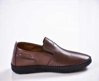 Мъжки спортно елегантни обувки естествена кожа кафяви