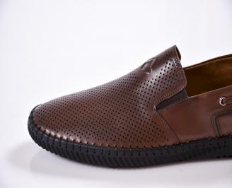 Мъжки спортно елегантни обувки естествена кожа кафяви