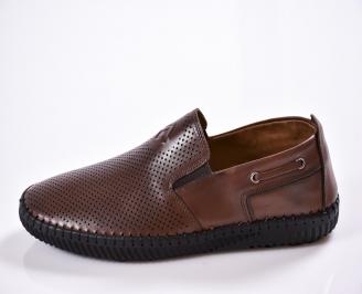 Мъжки спортно елегантни обувки естествена кожа кафяви