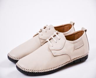 Мъжки спортно елегантни  обувки естествена кожа бежови