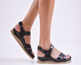 Дамски равни сандали  естествена кожа черни