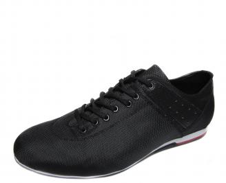 Мъжки спортни обувки черни естествена кожа