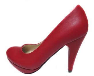 Дамски обувки на ток еко кожа червени