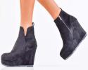 Дамски боти на платформа естествен велур черни EOBUVKIBG